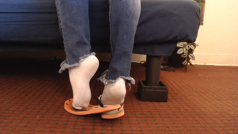 Abby Anna: Melounové žabky bílé kotníkové ponožky