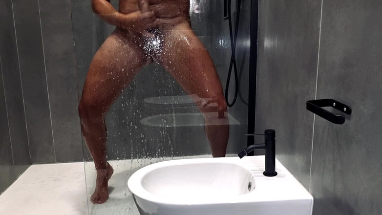 Alexander Audran: Amatör ateşli duş, köpüklü büyük yarak - duşta tamamen çıplak mastürbasyon