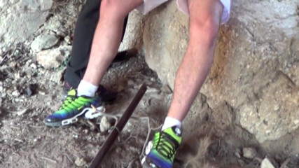 Sneaker gay: Submissed in sneakers in exhib in the beach