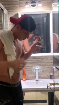 Four Hetero twink walks in to the shower and get ready for the group session