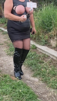 Set021 Walking Around with My Tits Out and Bound with Straps