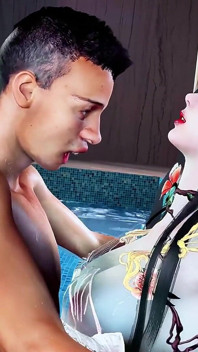 Penjaga bertetek besar nafsu maya - hentai animasi 3D