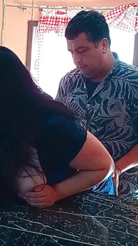 Ugly Old Stepfather Fucks His Stepdaughter in the Kitchen