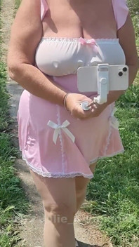 Pink Babydoll Tit Bounce Outdoor Walk