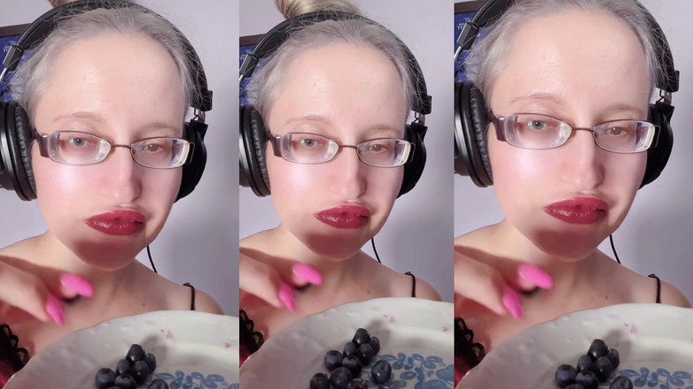 FinDom Goaldigger: Asmr blauwe bessen eten - Asmr, bril, reuzes