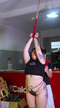 Hot Bondage Sex Session with a Goth Girl and Her Tight Red Pussy