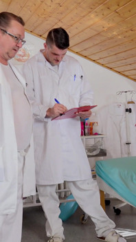 Big busty muslim teen girl Zeynep Rossa gets anal temperature measured by 2 old doctors
