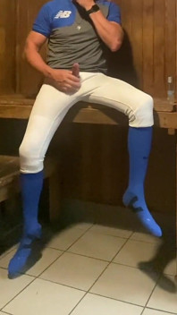 Jockdad87 краї в сауні, синій бейсбольний камшот