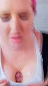 Blowjob Tituck Cum Between Oily Tits