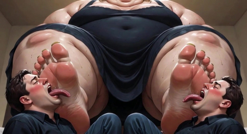YOUR BEST FANTASY: Zwaarlijvige ssbbw voetheersing - mannelijke slaven schoonmaken haar grote zachte voeten