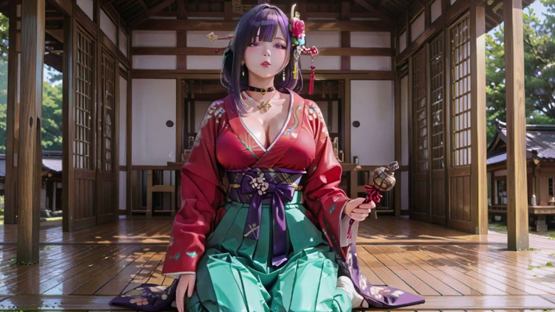 Seraphina Vale: Purple Hair Kimono Girl's Private Morning! Red &amp; Green Clash Is...
