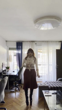 Crossdresser Walking Around the Apartment Showing High Heels and Lovely Pearls