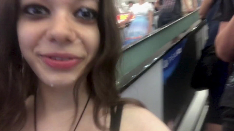 Dolls Cult: Double cum walk at the mall after a huge double...