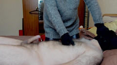 Mature_cunt: Škádlení v vlněných rukavic a výstřik bez rukou