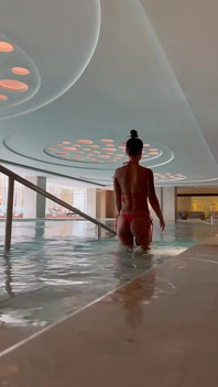 Sexy Monika Fox in Red Bikini at Spa
