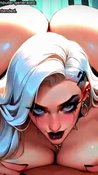 Goth White Hair Big Tits Ass Slut Blowjob and Fuck Night Forest