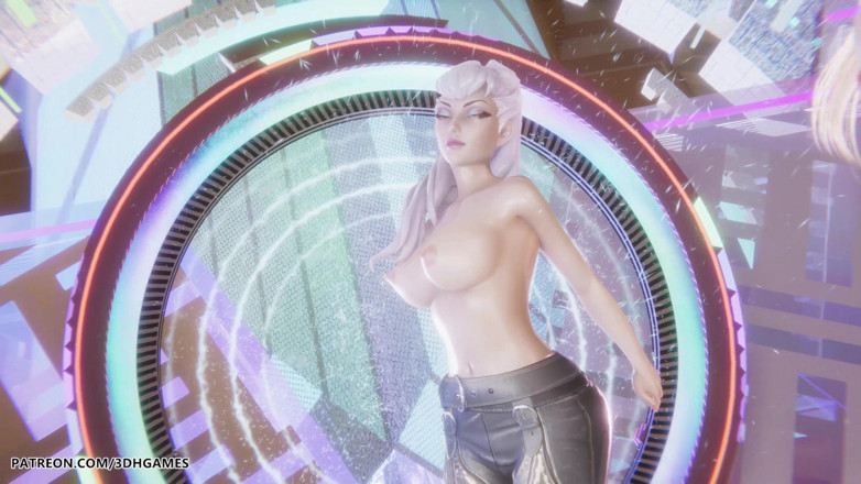 3D-Hentai Games: カード - ガンショット アリ、カイサ、イヴリン セクシーストリップティーズ