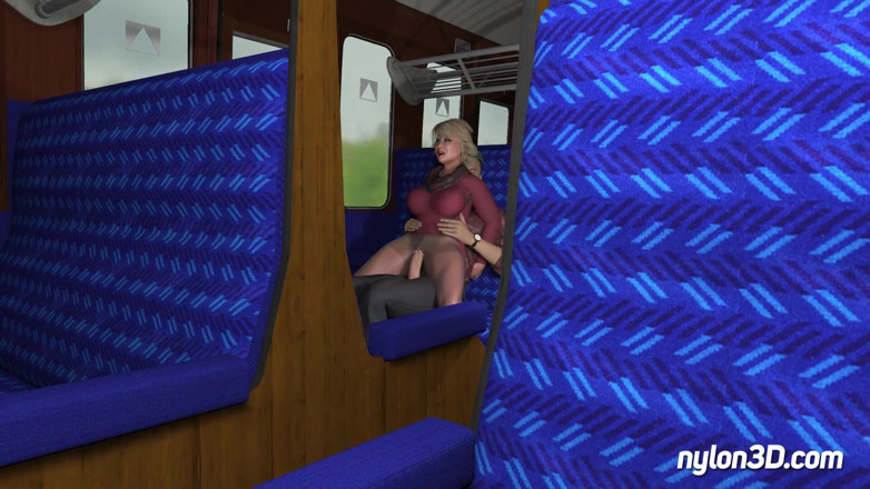 N3D animation: Treinrit met geile blondine