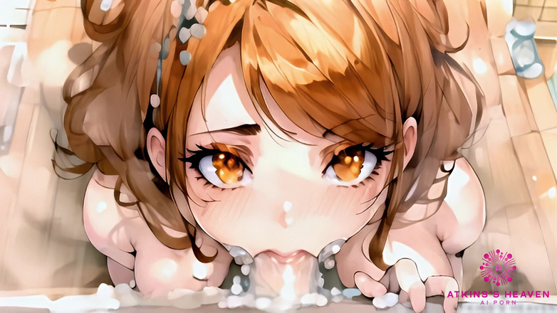 Atkins heaven: Cewek imut rambut cokelat nyepong kontolmu di kamar mandi - ai...