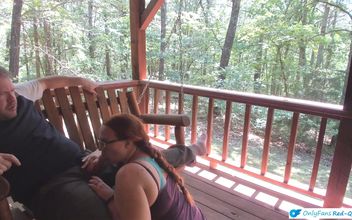 Outdoor Porch Swinging Blow Job and Pussy Licking with Ginger MILF Wife with Long Braided Hair