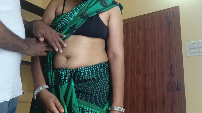 Palani69: Verde cor saree tia quente romance viral vídeo