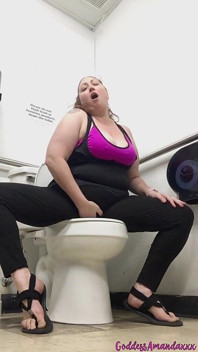 Curvy MILF in Public Toilets Horny in Cotton Panties