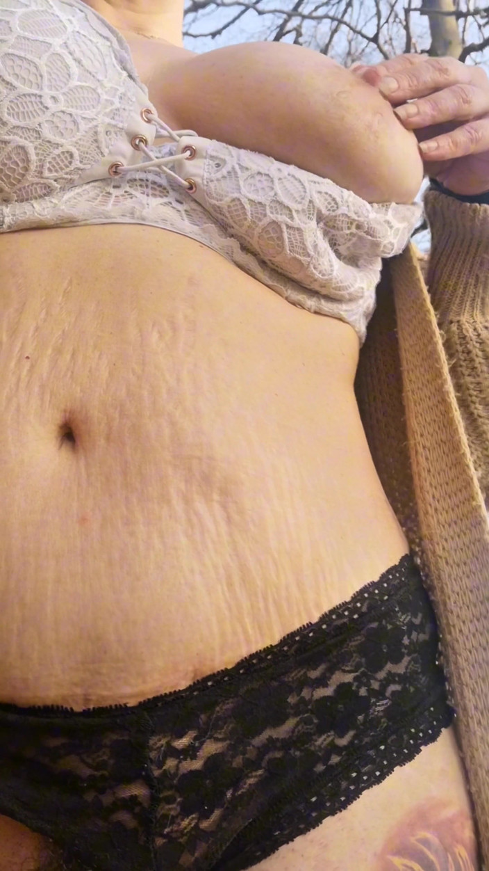 Miststueck69: My Hairy Pussy Fucked with Dildo Outside in the Forest
