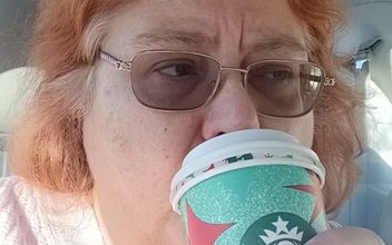 Pink sweater and Star bucks yummy
