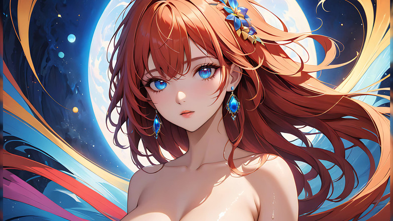 AI Girls: Reflexões Pintadas - Mulher Nua Artística com Olhos Cheios de Cor
