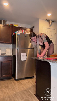 Giantess Serves up Chicken Piccata in 8-inch Heels & Black Lingerie