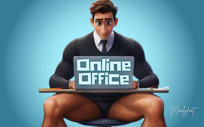 Manly foot: Schwuler stiefvater - das Online-Büro - beim wichsen während eines Online-Meetings mit...