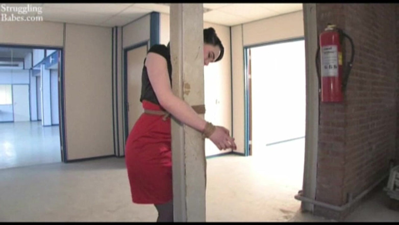 Submissed: Lady in Red Pole-tied Cleavegagged