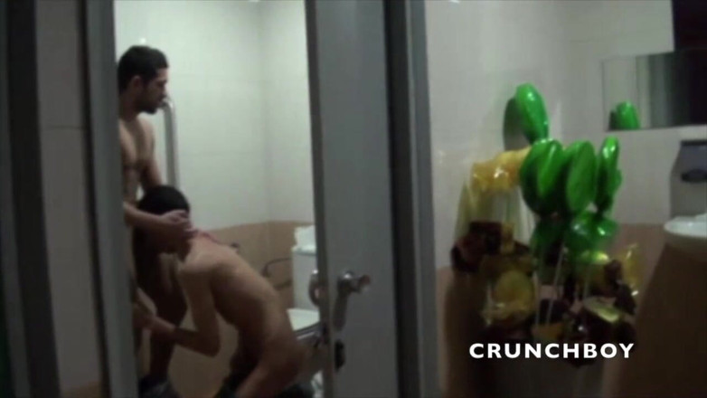 Crunch Boy: Sexy young Arab fucked by top latino in public toilets