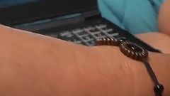 Watch Bella Spank His Cock While Watching Porn