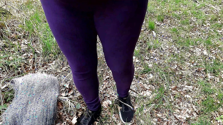 Bouncy Tits Action: Slapping Her Tits Red While Hiking in the Woods