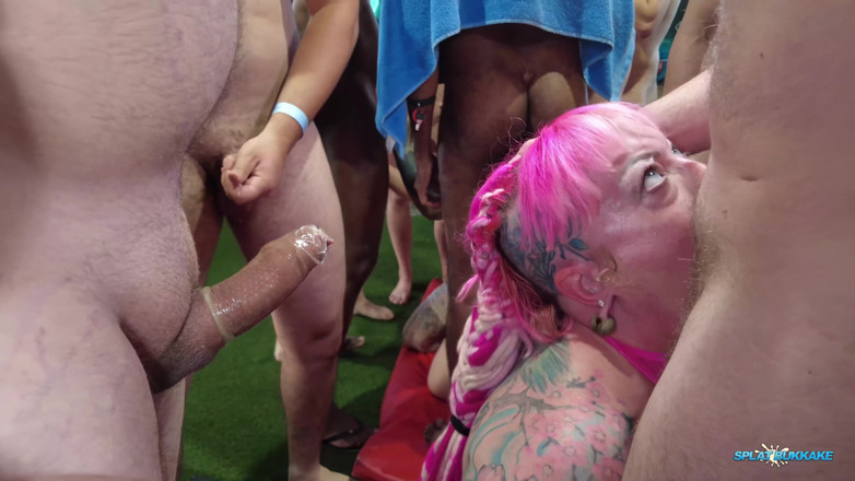 100% Amateur Gangbang and Bukkake from the UK!: Dua parti blowbang pelacur bengkung dan bertatu
