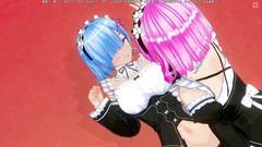 H3DC: 3d Hentai Ram colocou os dedos na buceta de Rem