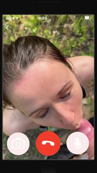 Great Feeling! She Watches Me Blow in the Video Call!