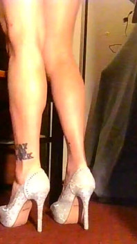Silver Sexy High Heels Calves Feet Bare Legs