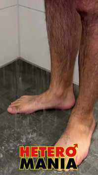 Hairy Straight Louis Takes a Shower After Jacking off