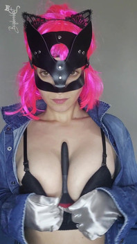 Listen to My Moans with My Kitty Mask and Natural Tits