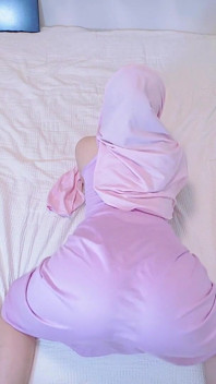 A Malaysian Hijabi Girl Twerking in Purple Dress Showing off Her Big Booty