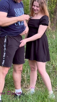 Stepdaughter Gives Her Stepfather an Amazing Handjob and Blowjob in the Meadow