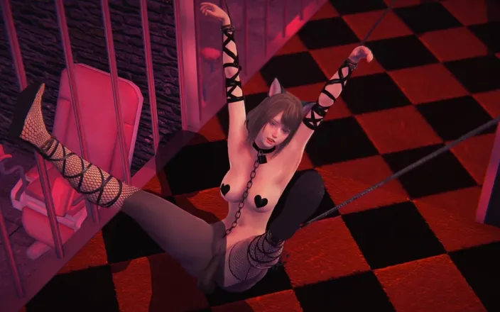 Waifu club 3D: Neko Girl Hung on Rope and Pussy Fucked