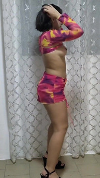 Cute Latina Teen Strips and Practices Dancing