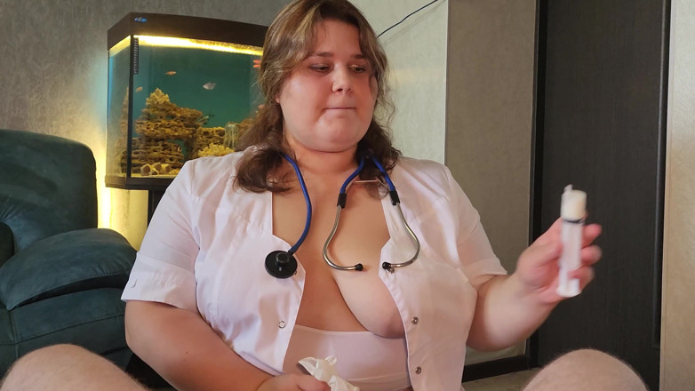 Peach Desert: Chubby Nurse with Big Boobs Loves to Drink Patients Cum