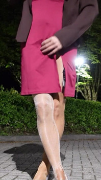 My Red Dress and Glossy Tights Are Getting Peed on