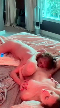 Stepmom and Stepdaughter Have Fun 69 on the Bed
