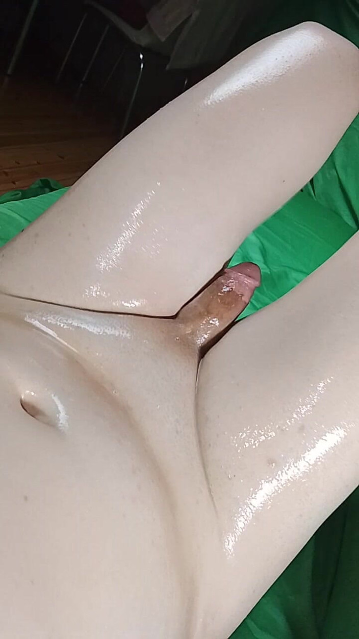 Kitty_Cross: Pair of Oiled Feminine Legs Sweet Sissy Dick Masturbating Pretty...