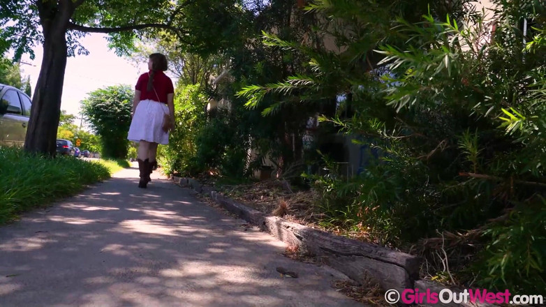 Girls Out West: Naughty Busty Redhead Fucks Her Horny Pussy with Dildo